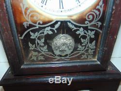 Vintage Antique Seth Thomas Mirror Glass Door Clock Mantle Key Wind RARE
