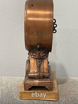 Vintage Antique Seth Thomas USA Metal Case Alarm Mantel / Shelf Clock