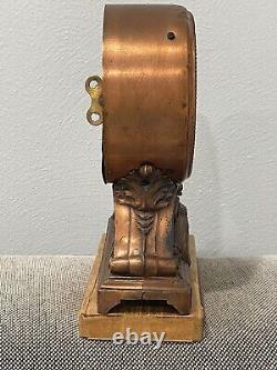 Vintage Antique Seth Thomas USA Metal Case Alarm Mantel / Shelf Clock