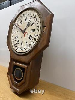 Vintage Antique Seth Thomas Wall Calendar Wood Clock