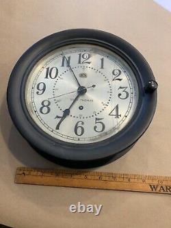 Vintage Antique Working Seth Thomas Porthole Ship Clock Broken Glass No Key