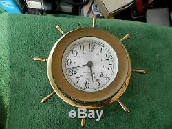 Vintage Brass Seth Thomas E537-001 Helmsman-W Ship Wheel Ships Clock Estate Find