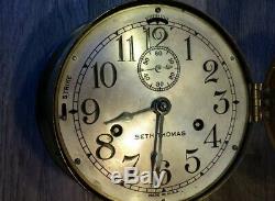 Vintage Brass Seth Thomas Maritime Ships Clock 7 Diameter Early Model with Key