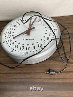Vintage Cincinnati 24 hour Military school Time Electric cord Wall Clock, glass