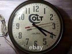 Vintage Colt Firearms Seth Thomas Advertising Wall Clock USA Armory Gun Range