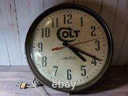 Vintage Colt Firearms Seth Thomas Advertising Wall Clock USA Armory Gun Range