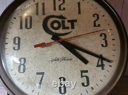 Vintage Colt Firearms Seth Thomas Advertising Wall Clock USA Armory Gun Range