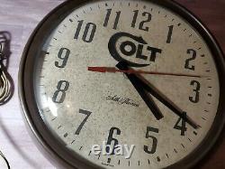 Vintage Colt Firearms Seth Thomas Advertising Wall Clock USA Armory Gun Range