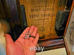 Vintage Eight Day Brass Clocks Made by Seth Thomas Weights Driven Pendulum Clock