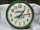 Vintage John Deere Seth Thomas Made In Usa Advertising Wall Clock Bubble Glass