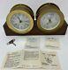 Vintage Key Wind Seth Thomas Maritime Ships Bell Clock & Barometer Set