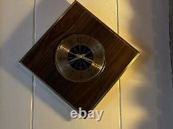 Vintage MCM 1960s Seth Thomas Design Floating Diamond Wall Clock 12x12x3