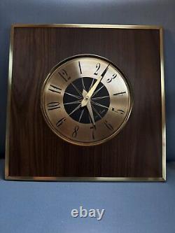 Vintage MCM 1960s Seth Thomas Design Floating Diamond Wall Clock 12x12x3