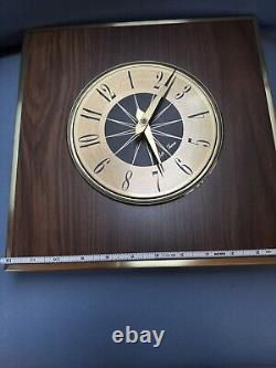 Vintage MCM 1960s Seth Thomas Design Floating Diamond Wall Clock 12x12x3