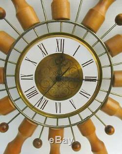 Vintage Mid Century Modern Seth Thomas Sunburst Starburst Wall Clock