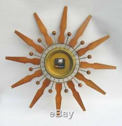 Vintage Mid Century Modern Seth Thomas Sunburst Starburst Wall Clock