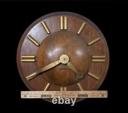 Vintage Mid Century Seth Thomas Art Deco/Atomic'Plaza' Wood Electric Wall Clock