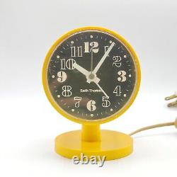 Vintage Mid Century Seth Thomas Elfin Yellow Retro 70s Electric Desk Alarm Clock