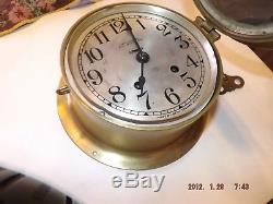 Vintage Navy Brass Ship's Clock Seth Thomas Parts or Restore