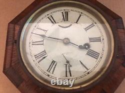 Vintage ONE DAY LEVER SETH THOMAS Key Wind Octagon Wall Clock INLAID with LABEL