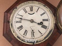 Vintage ONE DAY LEVER SETH THOMAS Key Wind Octagon Wall Clock INLAID with LABEL