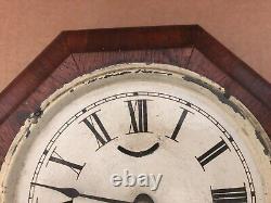 Vintage ONE DAY LEVER SETH THOMAS Key Wind Octagon Wall Clock INLAID with LABEL