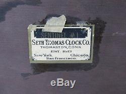 Vintage Old SETH THOMAS SENTINEL #1 Mantel Clock TAMBOUR CASE TIME & STRIKE NICE