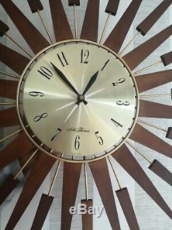 Vintage Retro Original Seth Thomas Scotland Starburst Wall Clock 26 Working