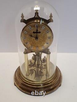 Vintage SETH THOMAS Brass Glass Dome 400 Day Anniversary Shelf Clock Germany