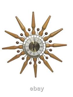 Vintage SETH THOMAS MCM Atomic Era Starburst Starflower Hanging Wall CLOCK Rare