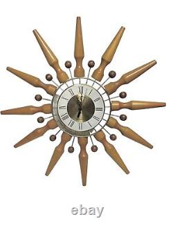 Vintage SETH THOMAS MCM Atomic Era Starburst Starflower Hanging Wall CLOCK Rare