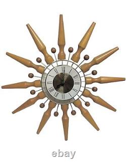 Vintage SETH THOMAS MCM Atomic Era Starburst Starflower Hanging Wall CLOCK Rare