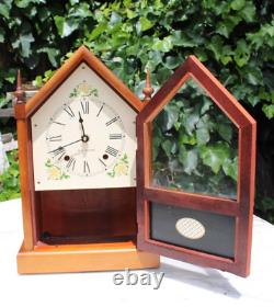 Vintage SETH THOMAS SHARON 7W WALNUT MANTEL CLOCK with Quartz Battery Works