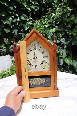 Vintage SETH THOMAS SHARON 7W WALNUT MANTEL CLOCK with Quartz Battery Works