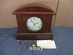 Vintage SETH THOMAS Sessions Duet 8-Day Mantle Clock Wiegel with Key & Paper Work