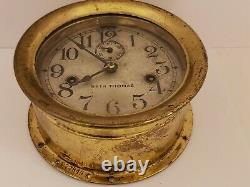 Vintage SETH THOMAS WWI Brass Marine Ship Deck Clock with Double Spring Movement