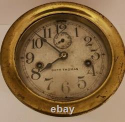 Vintage SETH THOMAS WWI Brass Marine Ship Deck Clock with Double Spring Movement