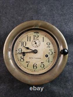 Vintage SETH THOMAS WWll Navy Ships Deck Clock (C4D4)