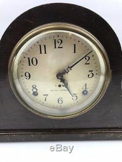 Vintage SETH THOMAS Wind up Mantel Clock Working Chime With Key No 89 See Video