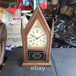 Vintage SETH THOMAS Wood STEEPLE Chime Rod Key Pendulum Mantle Clock. WORKS