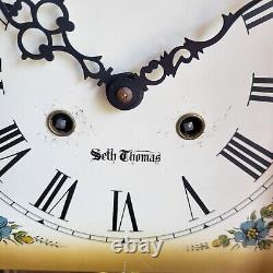 Vintage SETH THOMAS Wood STEEPLE Chime Rod Key Pendulum Mantle Clock. WORKS
