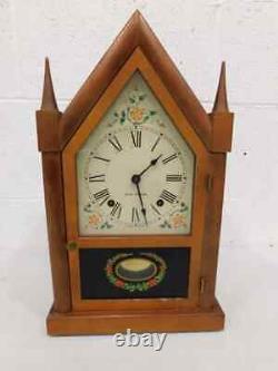 Vintage SETH THOMAS Wood Sharon 8W STEEPLE Chime Rod Key Pendulum Mantle Clock