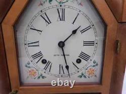 Vintage SETH THOMAS Wood Sharon 8W STEEPLE Chime Rod Key Pendulum Mantle Clock