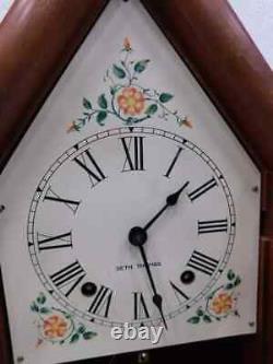 Vintage SETH THOMAS Wood Sharon 8W STEEPLE Chime Rod Key Pendulum Mantle Clock