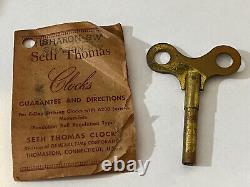 Vintage SETH THOMAS Wood Sharon 8W STEEPLE Chime Rod Key Pendulum Mantle Clock