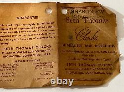 Vintage SETH THOMAS Wood Sharon 8W STEEPLE Chime Rod Key Pendulum Mantle Clock