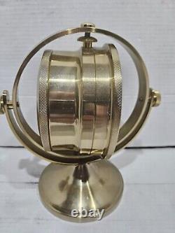 Vintage Seth Thomas 1044 Schooner Solid Brass Gimbal Ships Quartz Clock Works