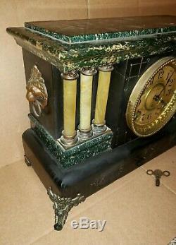 Vintage Seth Thomas 6 Column 1900 Mantle Clock Working and Chimes