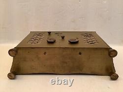 Vintage Seth Thomas 8 Day 4 JEWEL 2 Bells Chime Brass Desk Clock. Works