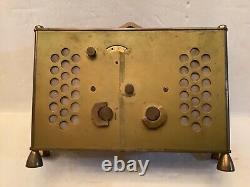 Vintage Seth Thomas 8 Day 4 JEWEL 2 Bells Chime Brass Desk Clock. Works